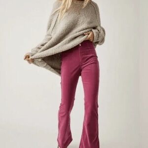 Vibrant Pink Corduroy Flare Pants